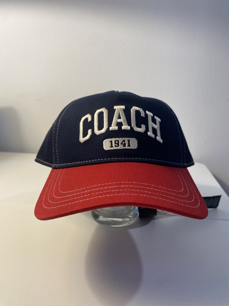 Nwt Authentic Coach 1941 Varsity Trucker Hat Red And Navy Blue Mesh Snapback Cap
